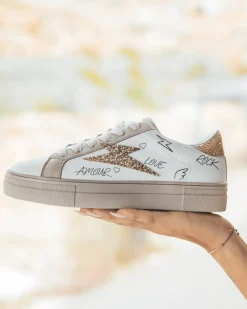 Outlet Casual Mode Basket femme éclair dé à lacets - Emma Or