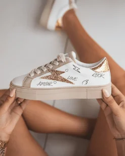 Outlet Casual Mode Basket femme éclair dé à lacets - Emma Or