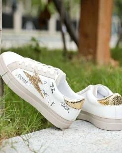 Outlet Casual Mode Basket femme éclair dé à lacets - Emma Or