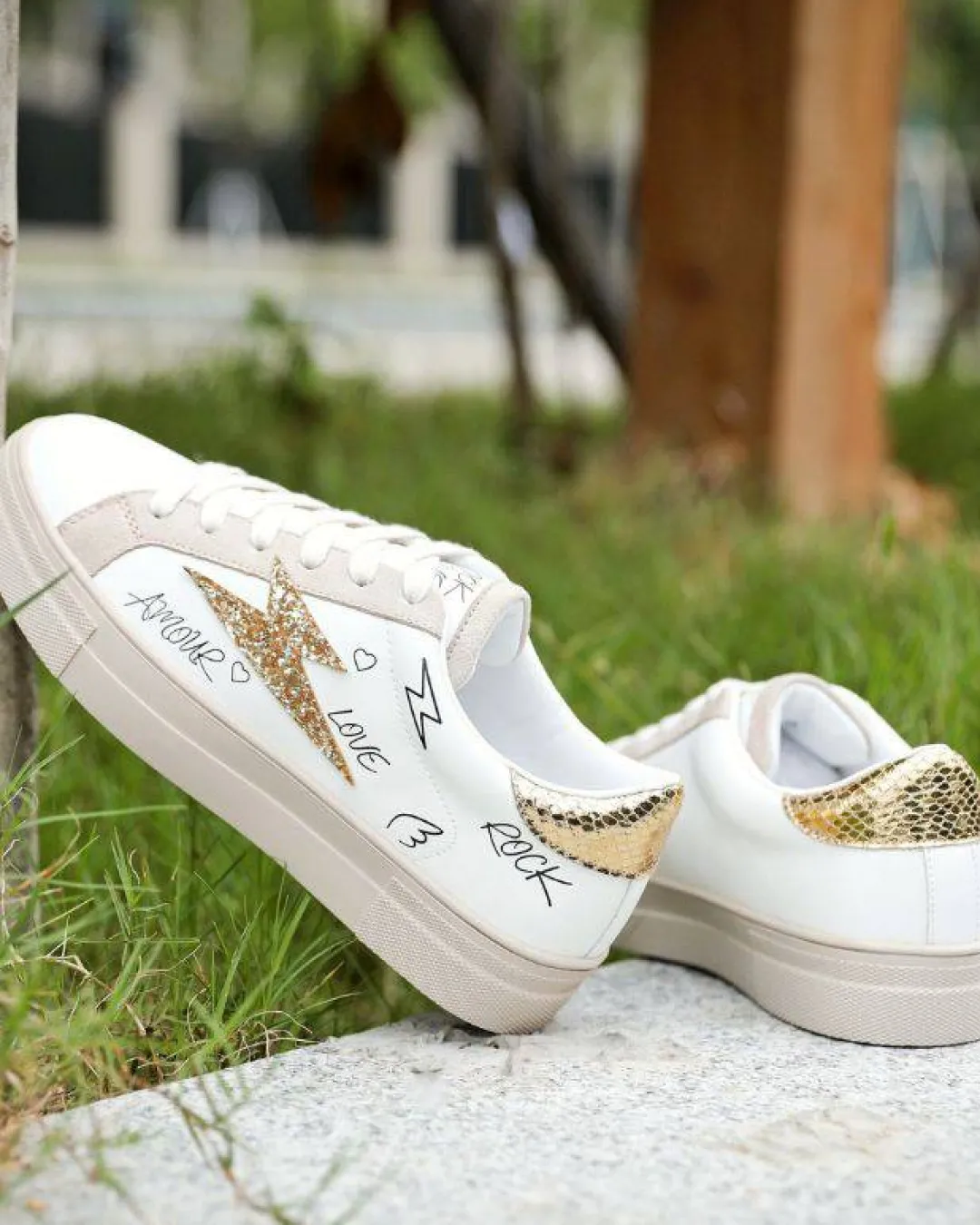 Outlet Casual Mode Basket femme éclair dé à lacets - Emma Or