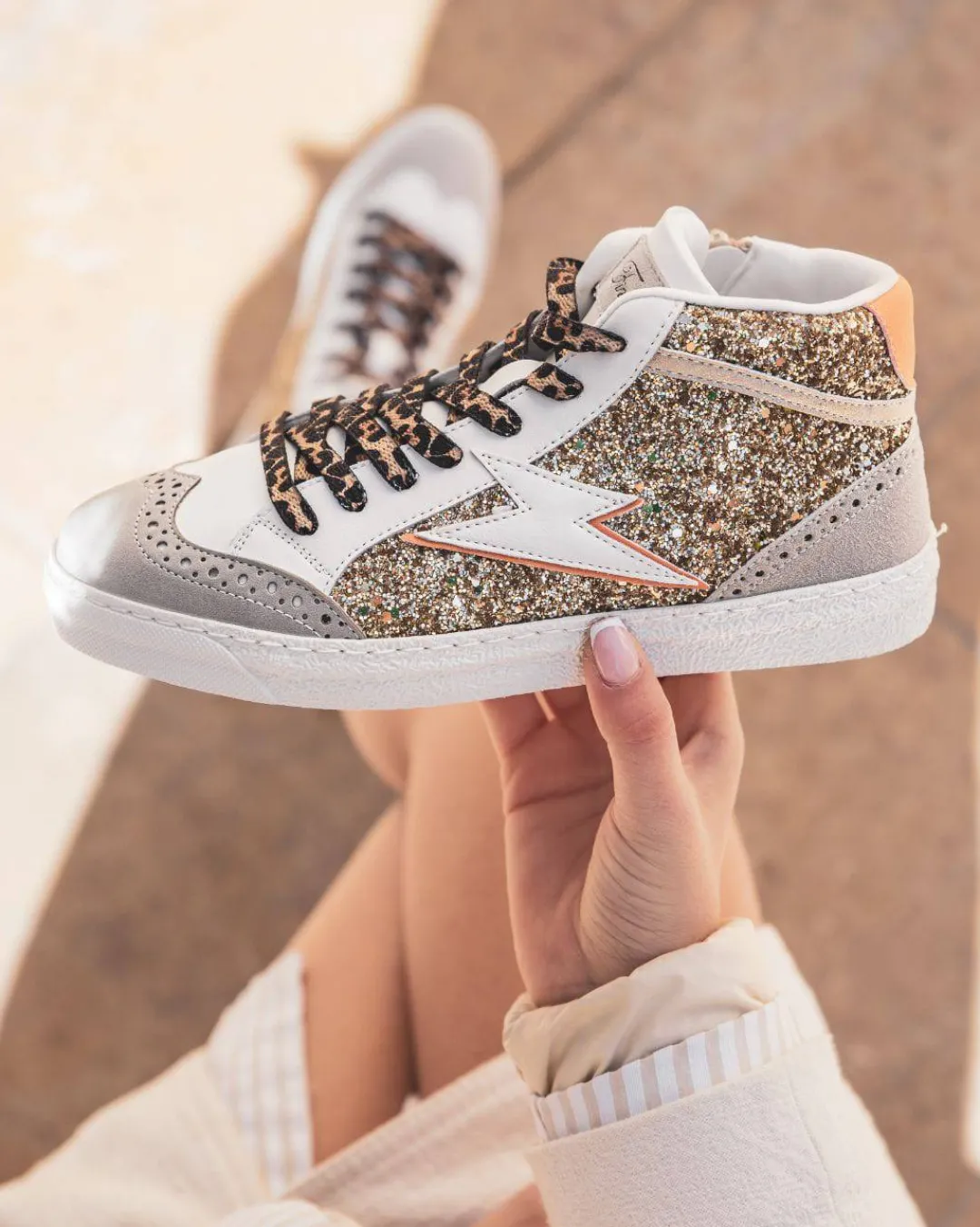 New Casual Mode Basket femme éclair dée montante - Romane Or