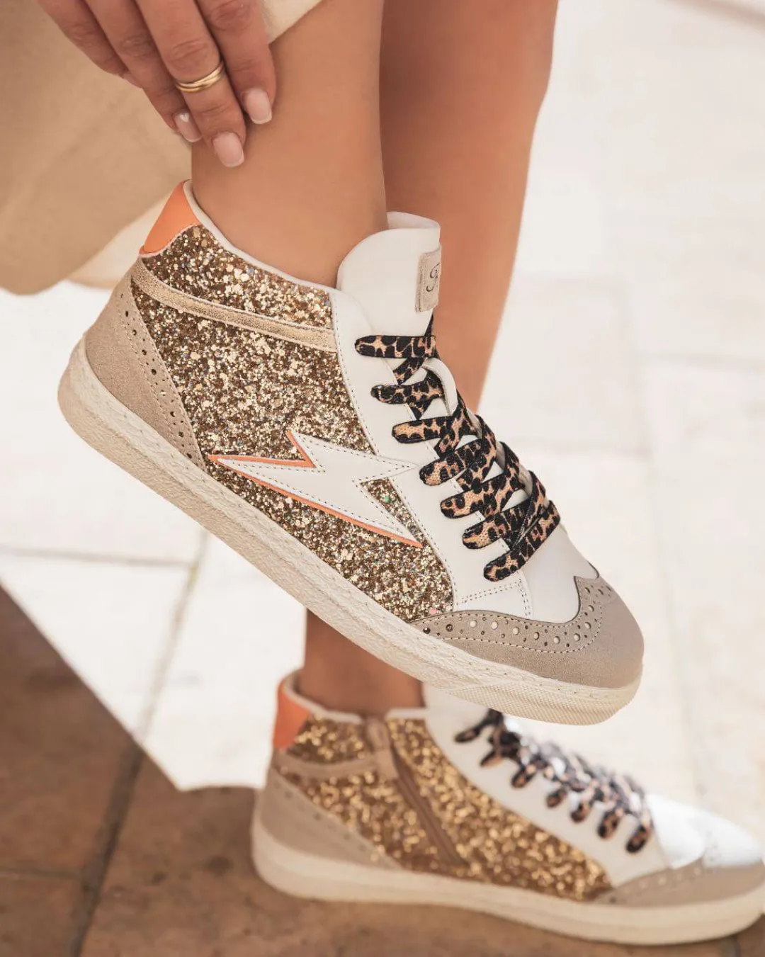 New Casual Mode Basket femme éclair dée montante - Romane Or