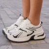 New Casual Mode Basket femme compensée beige à lacets - Talia Blanc