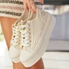 Fashion Casual Mode Basket femme compensée à lacets - Odette Beige
