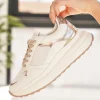 Hot Casual Mode Basket femme compensée he à lacets - Isaure Blanc