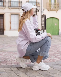 New Casual Mode Basket femme compensée he à lacets - Arya Blanc