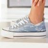 Best Casual Mode Basket femme compensée clair à lacets - Nolwen Bleu