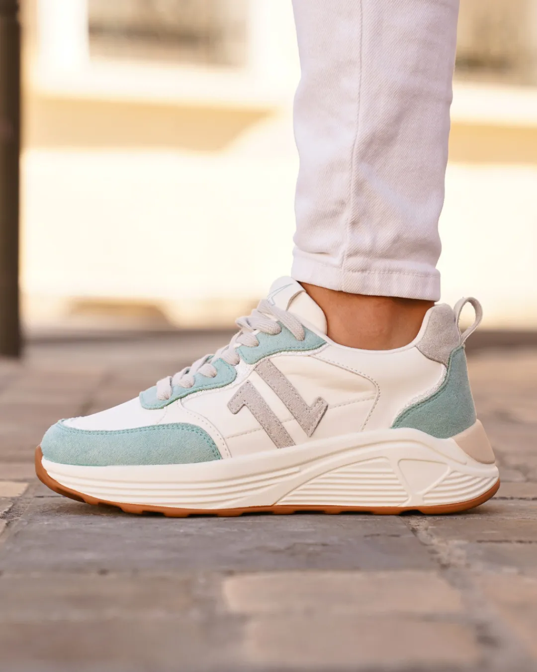 Fashion Casual Mode Basket femme compensée pastel à lacets - CL89 PASTEL Bleu