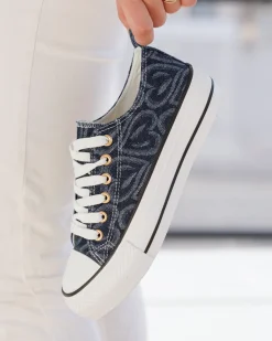 Discount Casual Mode Basket femme compensée foncé à lacets - Nolwen Bleu