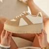 Best Casual Mode Basket femme compensée à lacets - Fabienne Camel