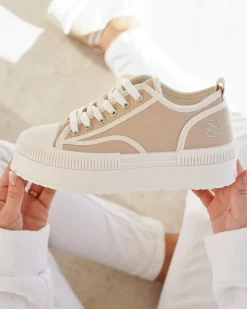 Discount Casual Mode Basket femme compensée à lacets - Odette Camel
