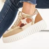 New Casual Mode Basket femme compensée à lacets - Ebony Camel