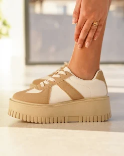 Best Casual Mode Basket femme compensée à lacets - Fabienne Camel