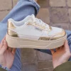 Clearance Casual Mode Basket femme compensée dée à lacets - Aliana Or