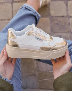 Clearance Casual Mode Basket femme compensée dée à lacets - Aliana Or