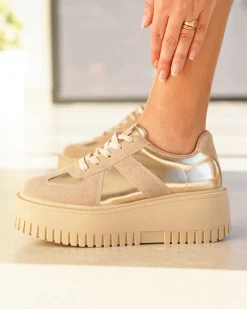 Outlet Casual Mode Basket femme compensée dée à lacets - Fabienne Or