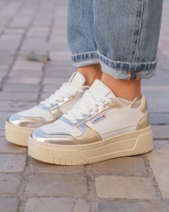 Clearance Casual Mode Basket femme compensée dée à lacets - Aliana Or
