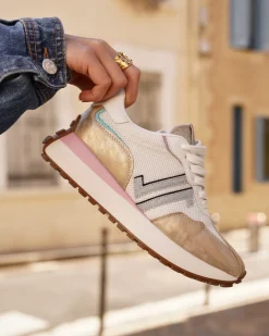 Online Casual Mode Basket femme compensée dée à lacets - CL86 PASTEL Or