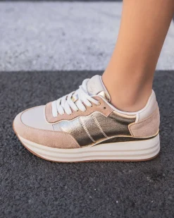 Discount Casual Mode Basket femme compensée dée à lacets - Peyton Or