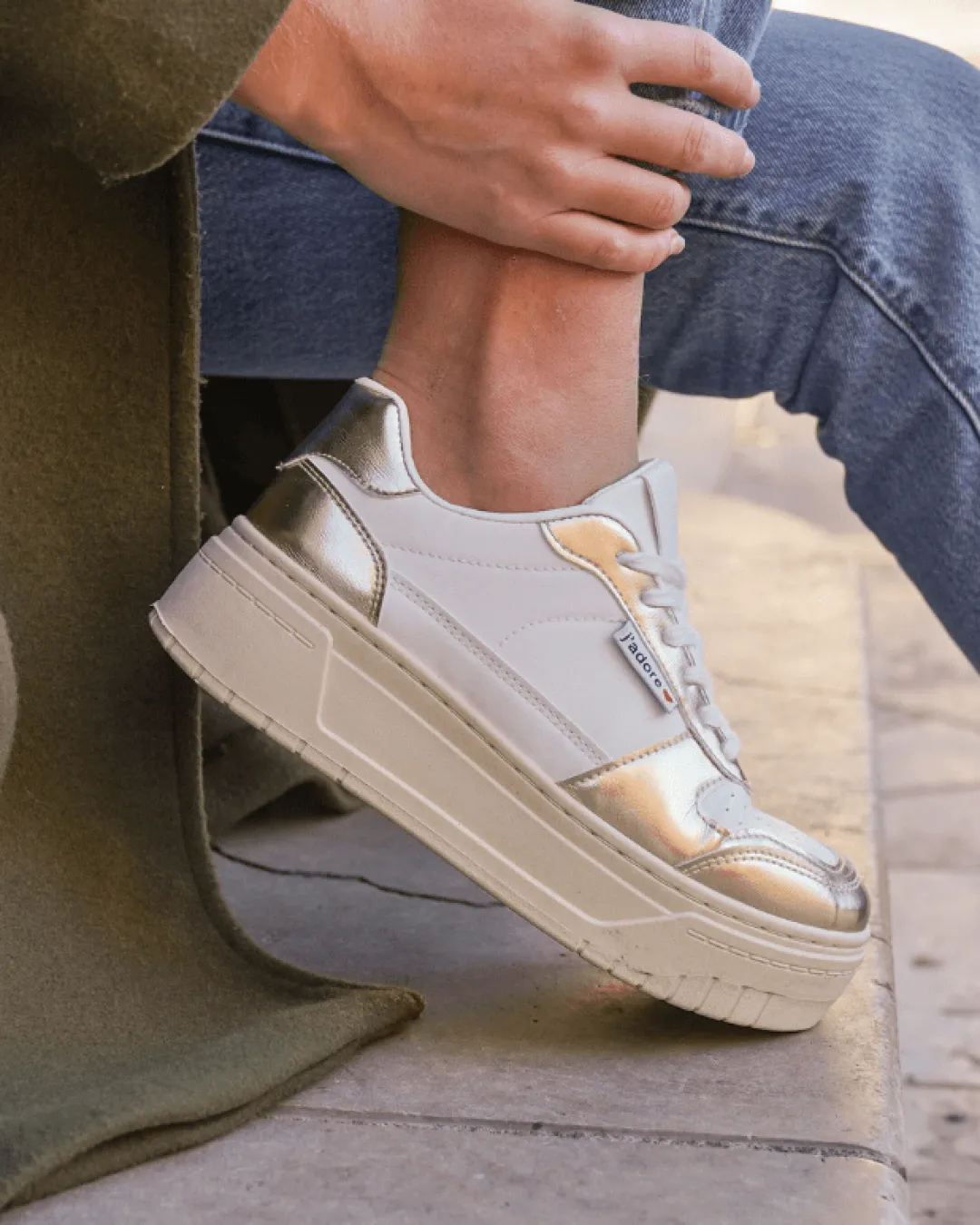 Clearance Casual Mode Basket femme compensée dée à lacets - Aliana Or
