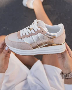 Discount Casual Mode Basket femme compensée dée à lacets - Peyton Or