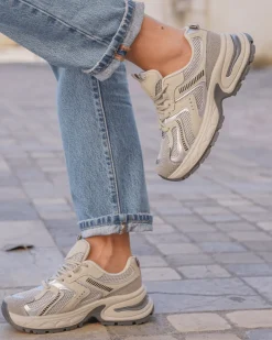 Outlet Casual Mode Basket femme compensée e à lacets - Talia Gris