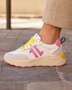 New Casual Mode Basket femme compensée à lacets - CL89 YELLOW Jaune