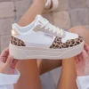 Discount Casual Mode Basket femme compensée léopard à lacets - Aliana Leopard