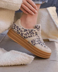 Online Casual Mode Basket femme compensée léopard à lacets - Ondine Leopard