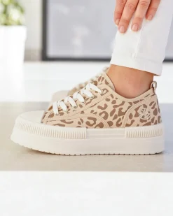 New Casual Mode Basket femme compensée léopard à lacets - Odette Leopard