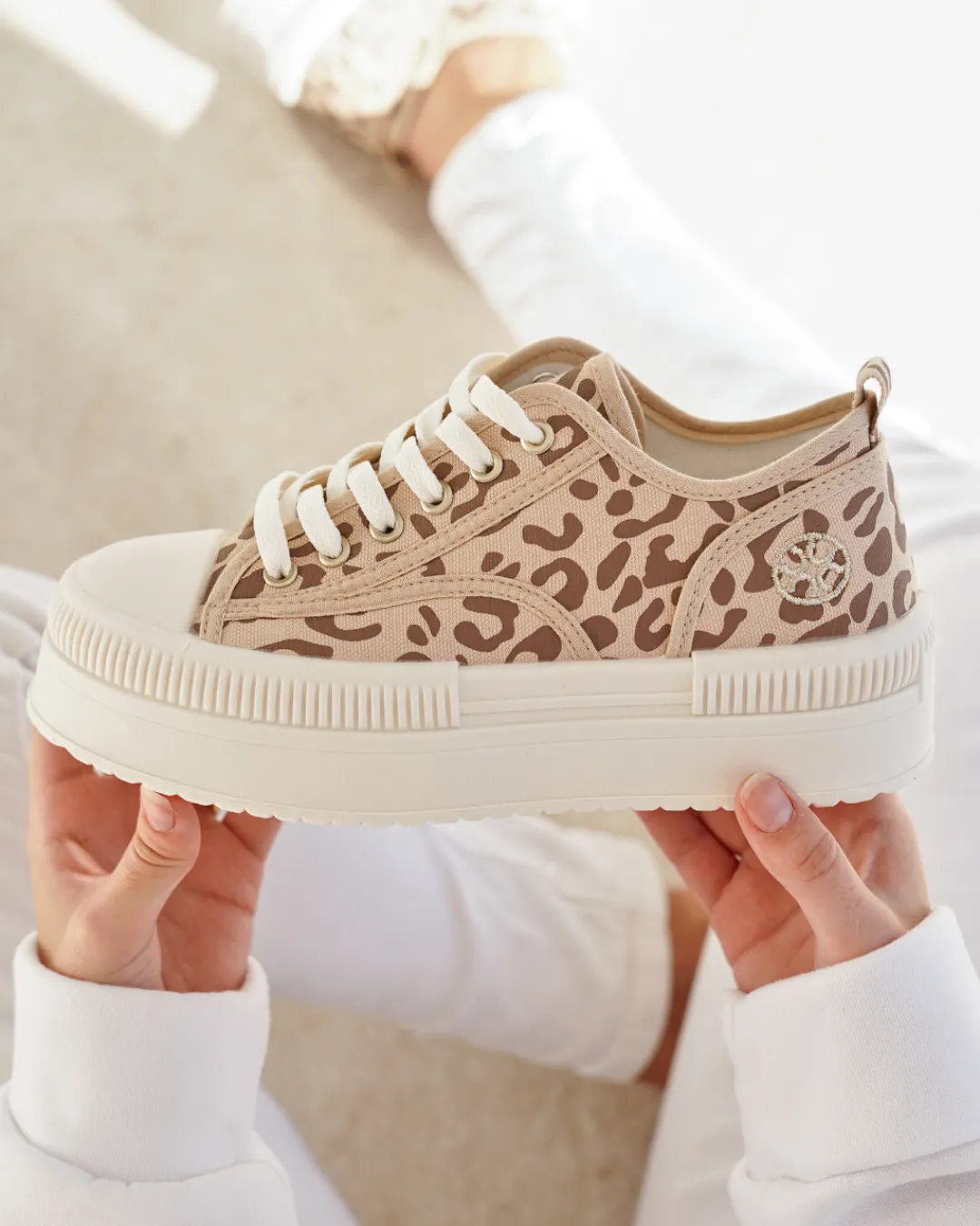 New Casual Mode Basket femme compensée léopard à lacets - Odette Leopard