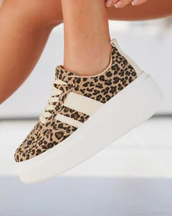 New Casual Mode Basket femme compensée léopard à lacets - Mareva Leopard