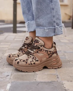 Online Casual Mode Basket femme compensée léopard à lacets - Arya Leopard