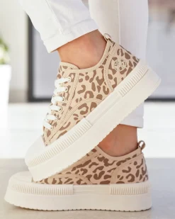 New Casual Mode Basket femme compensée léopard à lacets - Odette Leopard