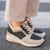 Outlet Casual Mode Basket femme compensée e à lacets - Caylee Noir