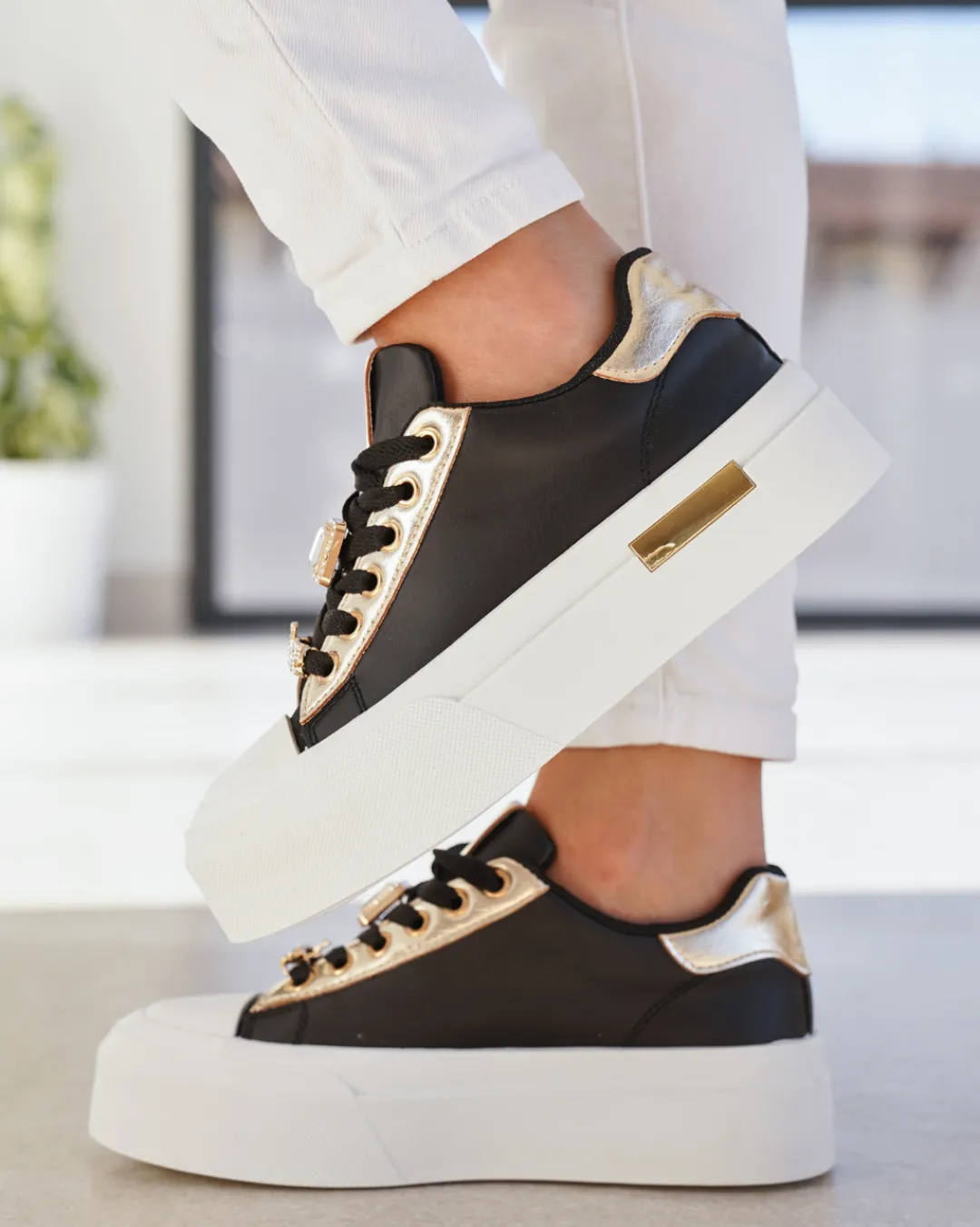Best Casual Mode Basket femme compensée e à lacets - Raquel Noir