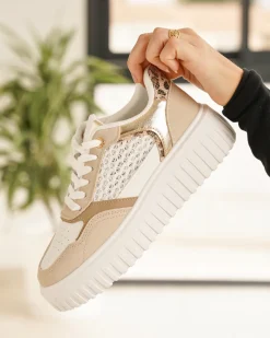 Clearance Casual Mode Basket femme compensée à lacets - Ebony Taupe