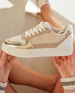 Sale Casual Mode Basket femme compensée à lacets - Édith Taupe