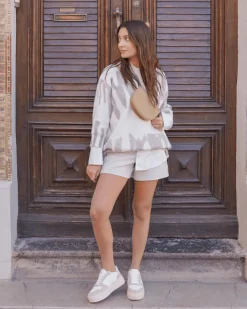 Fashion Casual Mode Basket femme compensée à lacets - Aliana Taupe
