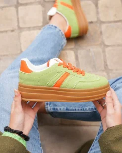 Clearance Casual Mode Basket femme compensée e à lacets - Ondine Vert