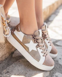 Best Casual Mode Basket femme dée à lacets étoile - Sarah Or