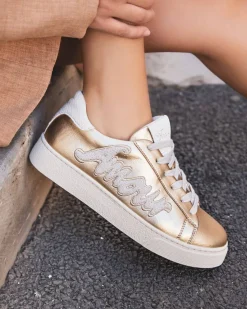 Outlet Casual Mode Basket femme dée à lacets - Isabella Or