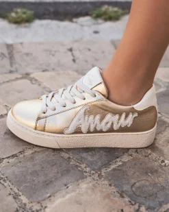 Outlet Casual Mode Basket femme dée à lacets - Isabella Or