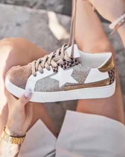 Best Casual Mode Basket femme dée à lacets étoile - Sarah Or