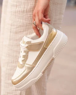Fashion Casual Mode Basket femme dée à lacets - Noe Or