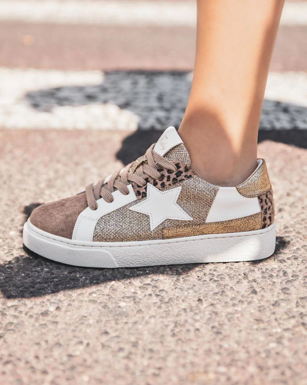 Best Casual Mode Basket femme dée à lacets étoile - Sarah Or