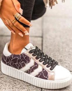 New Casual Mode Basket femme dorée creepers à lacets - CL59 GOLD Noir