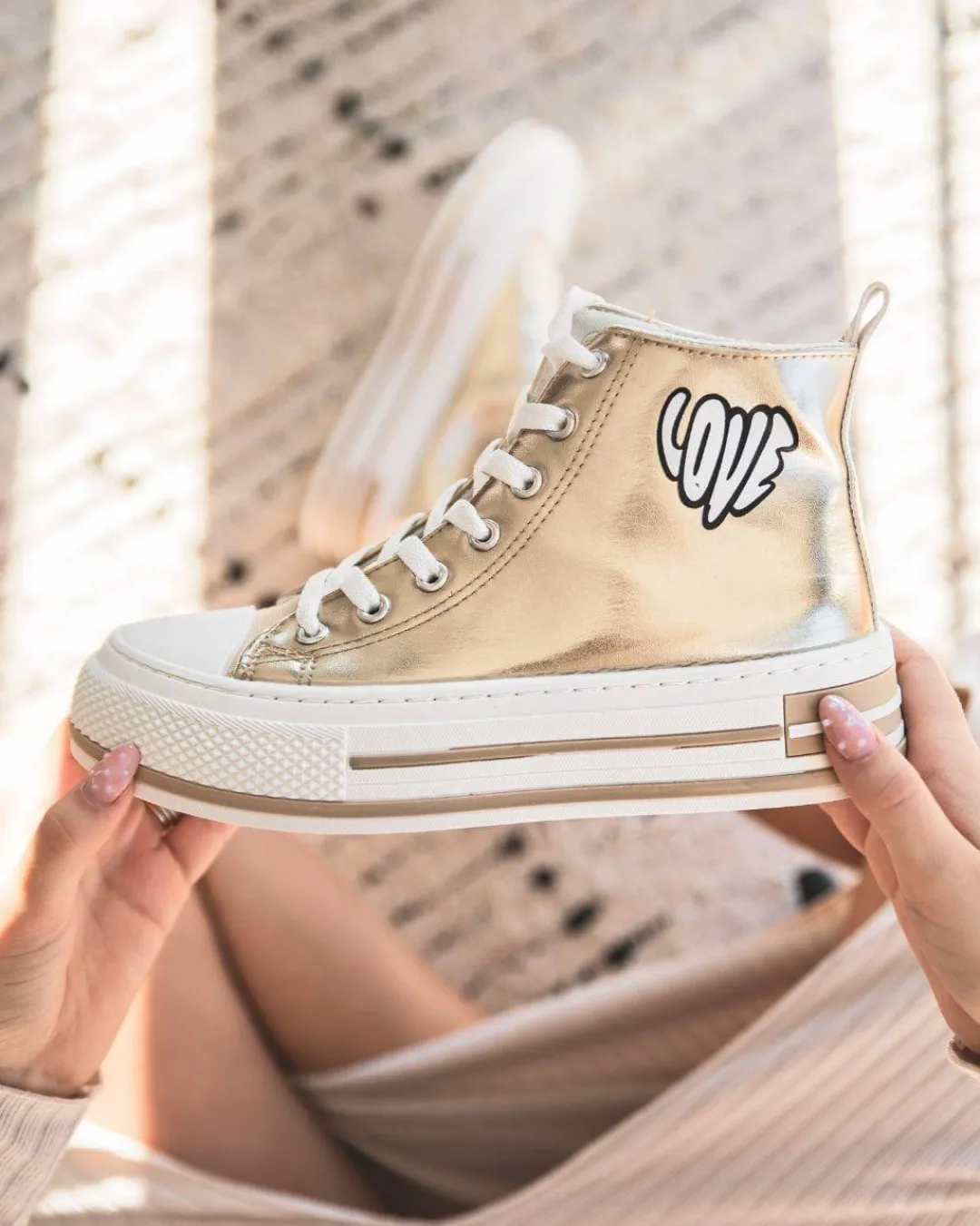 Online Casual Mode Basket femme dée montante en toile - Linda Or
