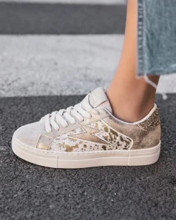 Online Casual Mode Basket femme dée motifs à lacets - Margot Or