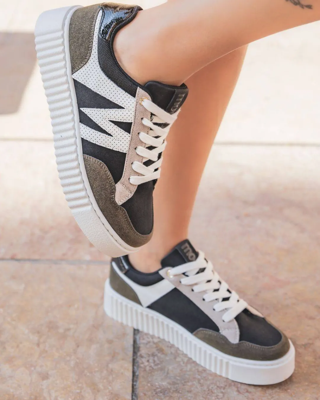 New Casual Mode Basket femme à lacets - Aubrey Kaki